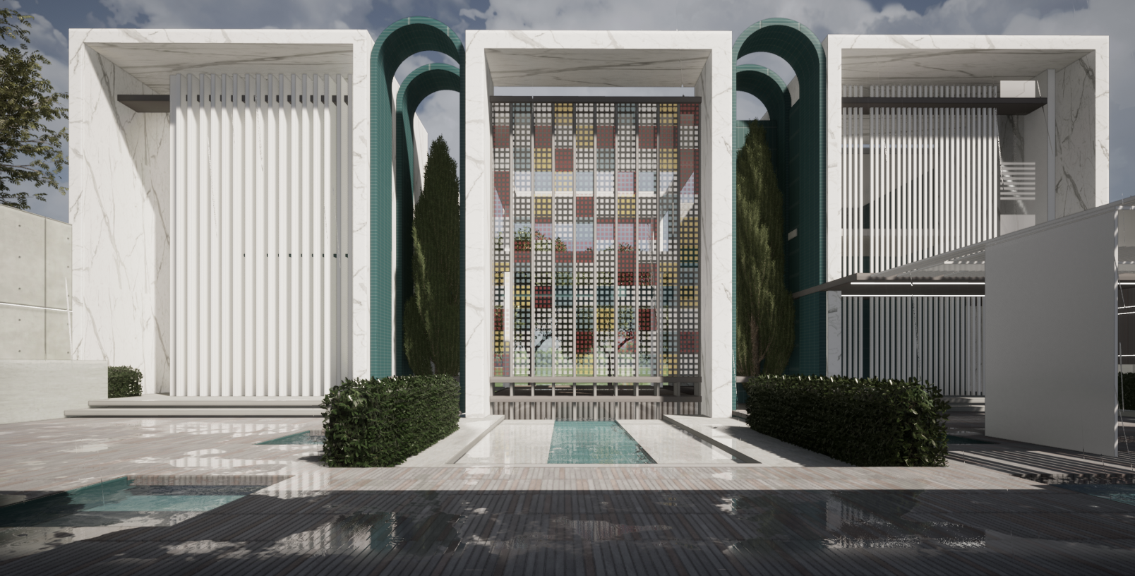 Private villa entrance court by bordAR